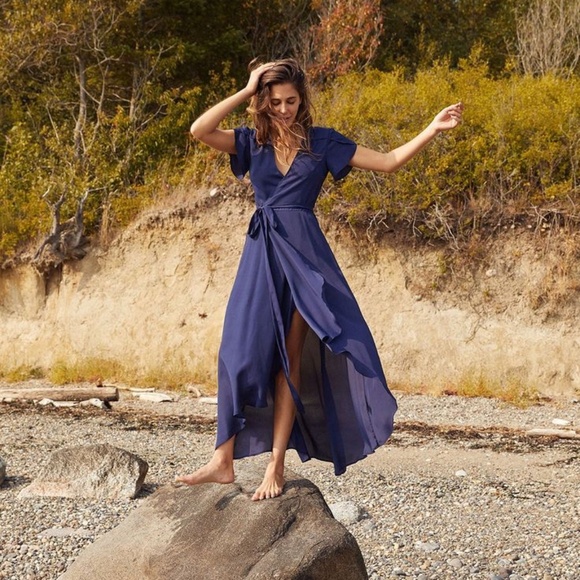 Christy Dawn Dresses & Skirts - Christy Dawn Navy Blue Wrap Maxi Dress